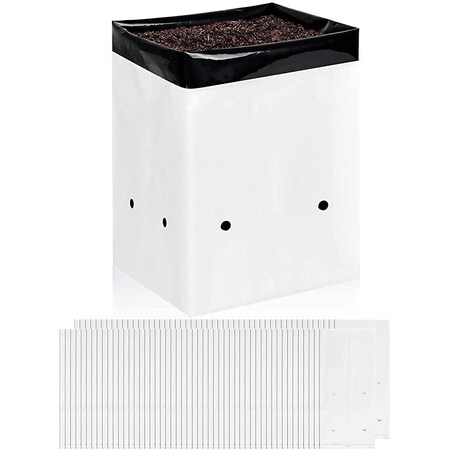 Ipower 100-Pack 5 Gallon Grow Bags Black and White Panda Film, 100PK GLGROWBAGFILM5X50X2